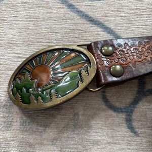 Vintage 1977 Indiana Metal Craft Enameled Sunrise Mountains Festival Rodeo 41”